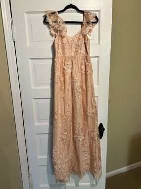 Minuet Petite Blush Pink Lace-Trim Slip Dress